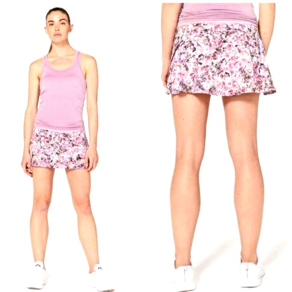 Lululemon Play Off The Pleats Skirt Color Blossom Spritz Multi Pink Chalk - Picture 2 of 16
